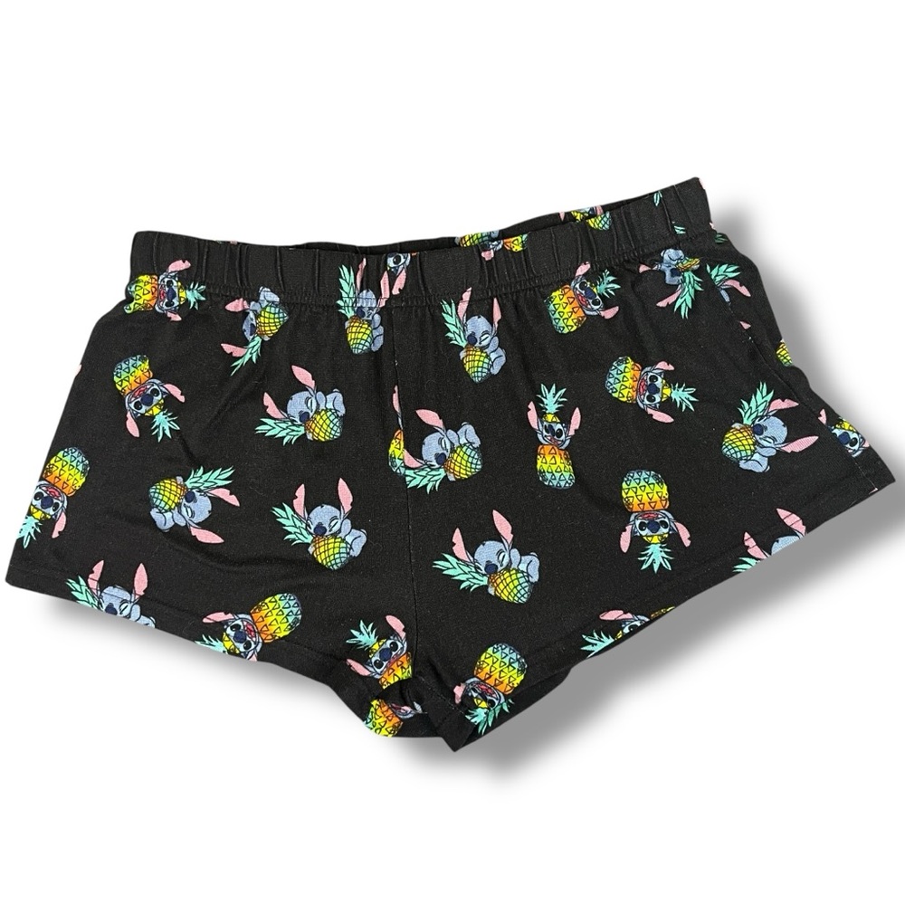 Lilo & Stitch Disney Women's Black Pineapple Print Sleep‎ Shorts Large 12-14